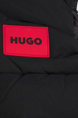 Kids' puffer gilet with red logo label, Black