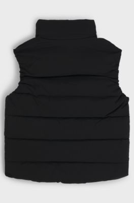 Kids' puffer gilet with red logo label, Black