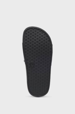 Kids' slides with logo-badge print, Black