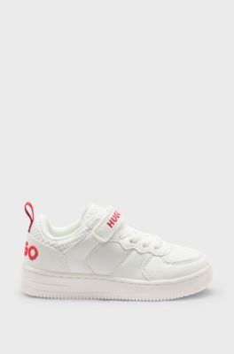 Sneakers per bambini in mesh e similpelle, Bianco
