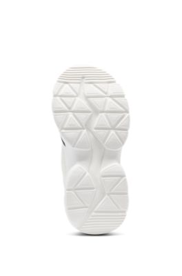 Kids' lace-up trainers in faux leather and canvas, White