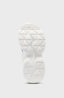 Kids' lace-up trainers in faux leather and canvas, White