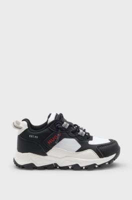 Sneakers con logo per bambini in similpelle, Bianco
