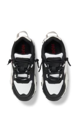Kids' logo-trimmed trainers with faux leather, White
