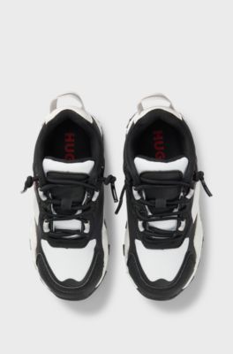Sneakers con logo per bambini in similpelle, Bianco