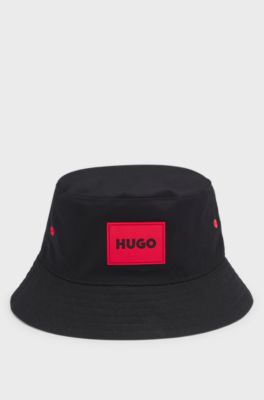 Kids' reversible bucket hat in cotton and ripstop fabric, Black