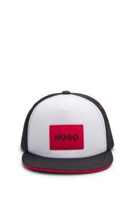 Kids' foam-front cap with logo badge, White