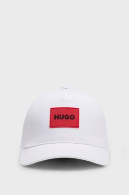 Kasket til b&oslash;rn i bomuldstwill med logobadge, Hvid