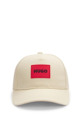 Kids' cap in cotton twill with logo badge, Light Beige