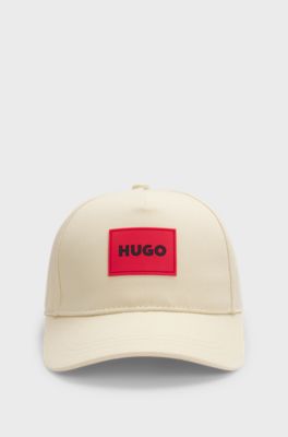 Kids' cap in cotton twill with logo badge, Light Beige