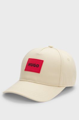 Kids' cap in cotton twill with logo badge, Light Beige