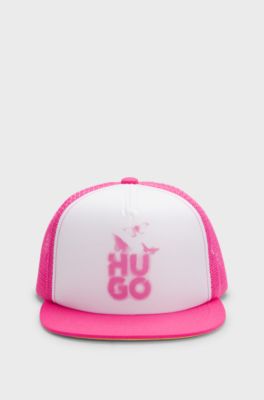 Kids' foam-front cap with logo print, Pink