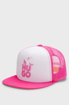 Kids' foam-front cap with logo print, Pink