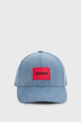 Kids' denim cap with rubber logo badge, Blue