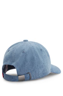 Kids' denim cap with rubber logo badge, Blue