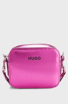 Handtas voor kinderen van metallic materiaal met logoband, Pink