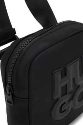 Borsa messenger per bambini con logo scomposto, Nero