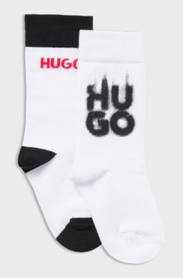 Kids' two-pack of socks with logo details, White