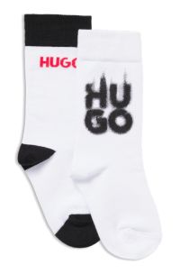 Lot de deux paires de chaussettes avec détails logotés pour enfant, Blanc
