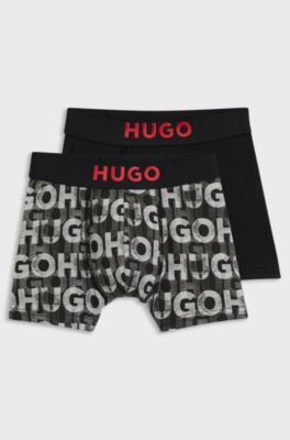 Kids' two-pack of boxer briefs in stretch cotton, Black