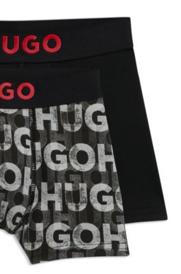 Kids' two-pack of boxer briefs in stretch cotton, Black