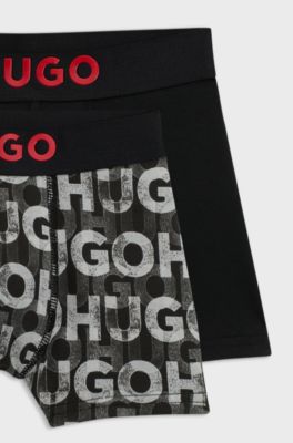 Kids' two-pack of boxer briefs in stretch cotton, Black