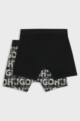 Kids' two-pack of boxer briefs in stretch cotton, Black