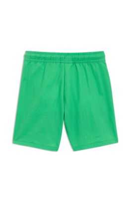 Kids' surfer-style swim shorts with logo print, Green