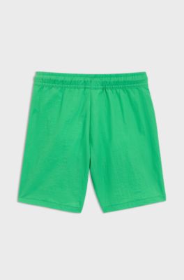 Kids' surfer-style swim shorts with logo print, Green