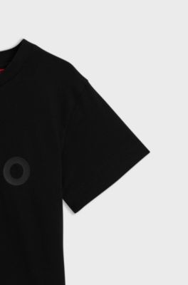 Kids' T-shirt in cotton with stacked logo print, Black