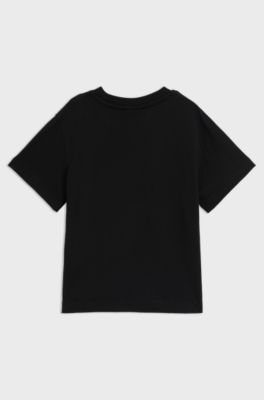 Kids-T-Shirt aus Baumwolle mit Stack-Logo-Print, Schwarz