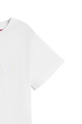 Kids' T-shirt in cotton with stacked logo print, White