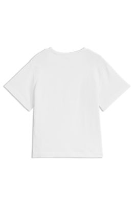 Kids' T-shirt in cotton with stacked logo print, White