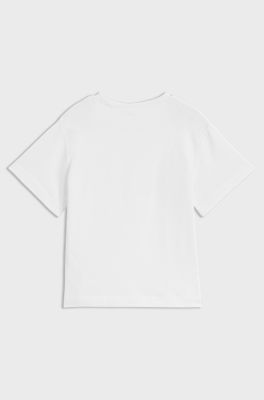 Kids' T-shirt in cotton with stacked logo print, White