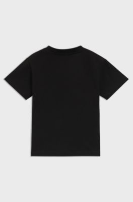 Kids' T-shirt in cotton with signature-red box logo, Black