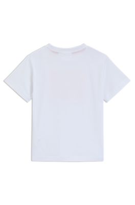 Kids' T-shirt in cotton with signature-red box logo, White
