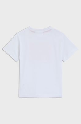 Kids' T-shirt in cotton with signature-red box logo, White