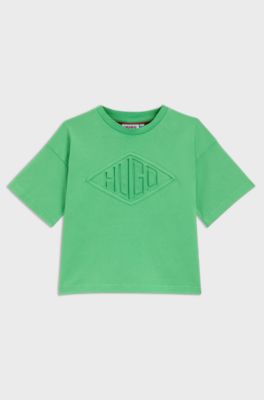 Kids' T-shirt in cotton with logo artwork, Green