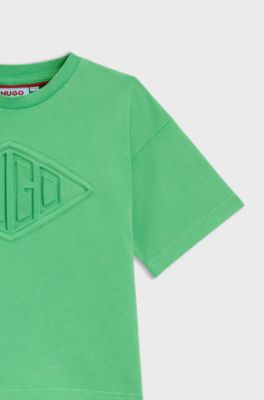 Kids' T-shirt in cotton with logo artwork, Green