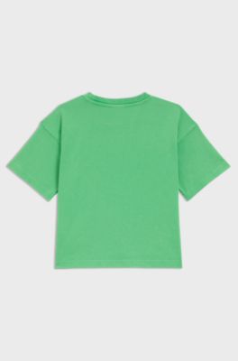 Kids' T-shirt in cotton with logo artwork, Green