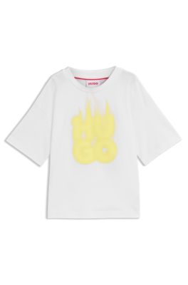 Kids' T-shirt in cotton with flame logo, White