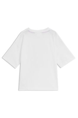 Kids' T-shirt in cotton with flame logo, White