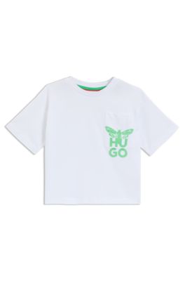 Kids' T-shirt in cotton with moth artwork, White