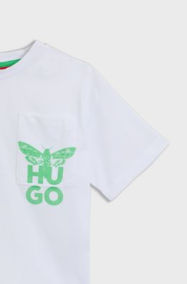 Kids' T-shirt in cotton with moth artwork, White