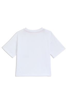 Kids' T-shirt in cotton with moth artwork, White