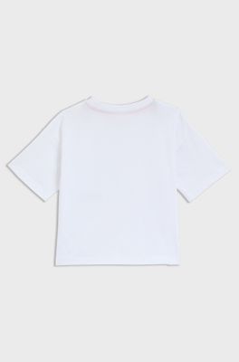 Kids' T-shirt in cotton with moth artwork, White