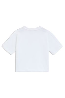 T-shirt per bambini in jersey di cotone con tasca applicata, Bianco