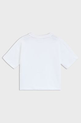 T-shirt van katoenen jersey met opgezette zak voor kinderen, Wit