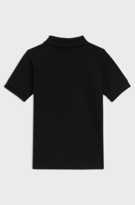 Kids' polo shirt in stretch cotton with logo print, Black