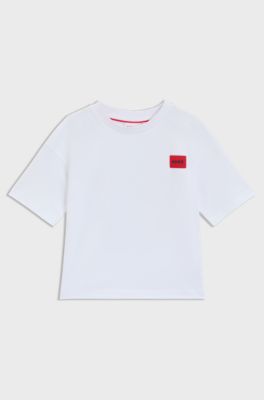 Kids' T-shirt in cotton with rear artwork, White